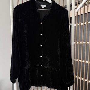 J. Jill Black Velvet Button Down Shirt